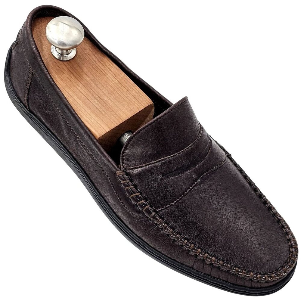 Vintage Bragano Loafers Cole Haan Italy Mens 7 Brown Leather Dress Shoes Loafers - Picture 13 of 13